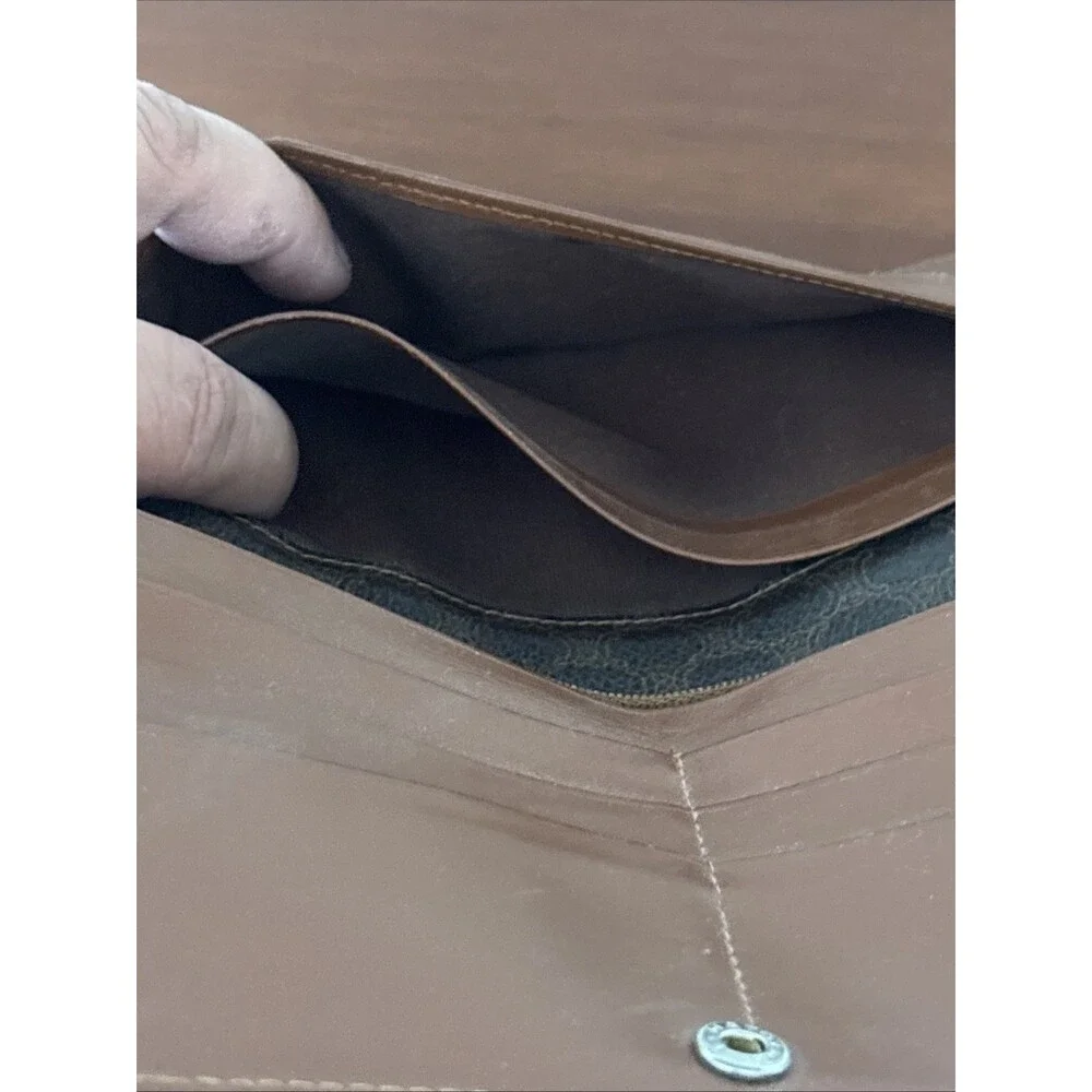 Celine Paris Long Wallet Macadam Brown Bi Fold Snap Coated Canvas Leather Trim - Picture 11 of 16